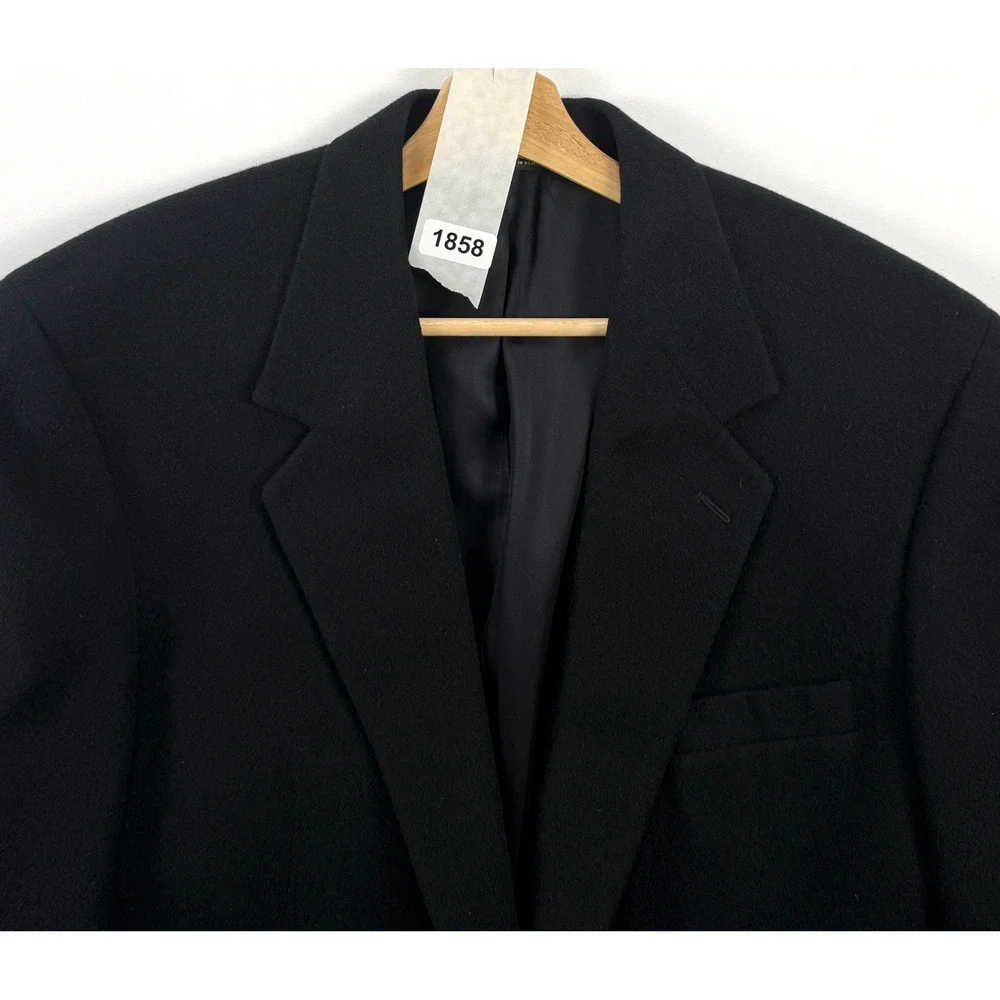 Bill Blass Black Label Blazer Mens 42L Black 100% Camel Hair Vintage Sport Coat